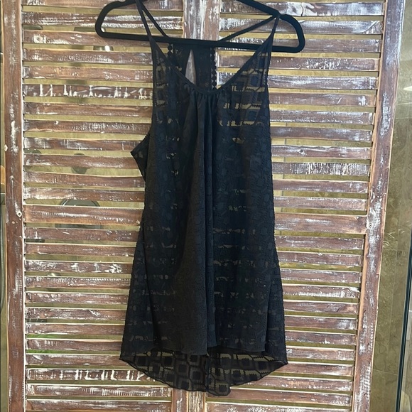 New size med Black Lace Women's Top beautiful lace any eyelet detail anthologie - Picture 1 of 5